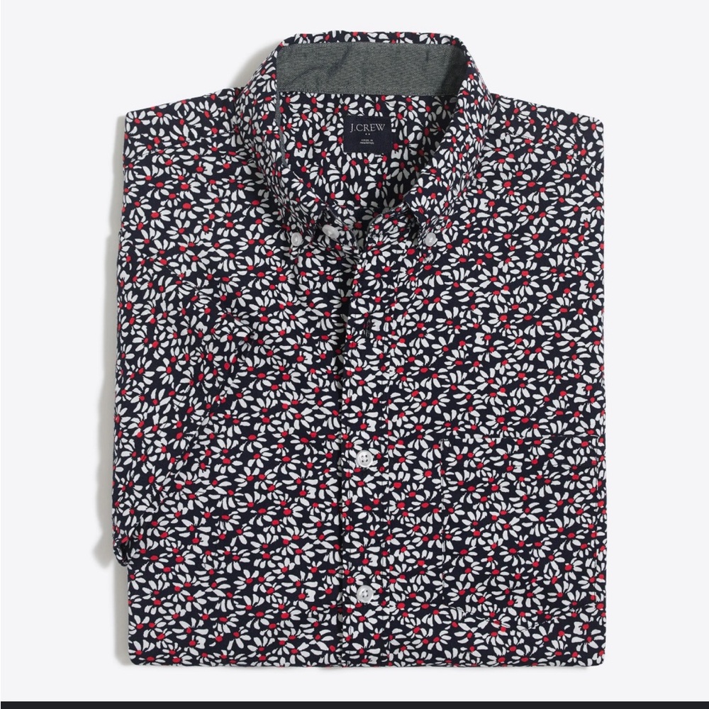 J. Crew navy floral slim fit button down
